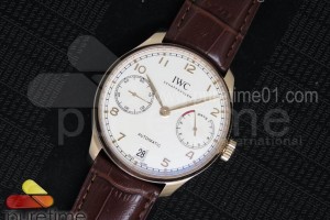 ZF V5 IWC 포르투기저 로즈골드 화이트다이얼 브라운가죽스트랩 Portuguese Real PR IW500701 RG ZF 1:1 Best Edition White Dial on Brown Leather Strap A52010 V3