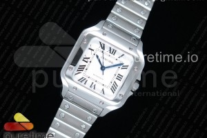 GF 까르띠에 산토스 미듐 화이트다이얼 스틸브레이슬릿 Santos de Cartier 35mm 2018 GF 1:1 Best Edition White Dial on SS SmartLinks Bracelet MIYOTA 9015