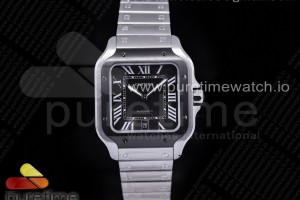 V6F V2 산토스 드 까르띠에 40미리 라지 블랙베젤 블랙다이얼 스틸브레이슬릿 Santos de Cartier 40mm 2018 V6F 1:1 Best Edition Black Bezel White Dial on SS Bracelet MIYOTA 9015 V2