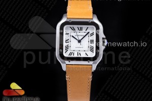 V6F V2 산토스 드 까르띠에 35미리 미듐 화이트다이얼 브라운가죽스트랩 Santos de Cartier 35mm 2018 V6F 1:1 Best Edition White Dial on Brown Leather Strap MIYOTA 9015 V2