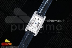 OXF 탱크 아메리칸  20.3미리 화이트다이얼 블루 가죽스트랩 Tank AMÉRICAINE SS OXF Best Edition White Dial on Blue Leather Strap Ronda Quartz