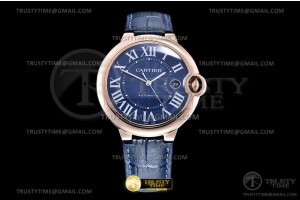 V6F 발롱블루 42미리 블루다이얼 로즈골드 금통 블루 가죽스트랩 Balon Bleu Mens 42mm Dia RG/LE Blue V6F Asia 2824 Mod