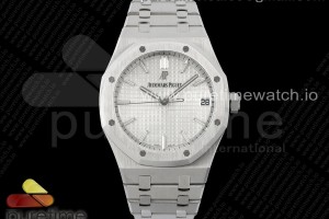 ZF V3 오데마피게 로얄오크 15500 화이트다이얼 스틸브레이슬릿 Royal Oak 41mm 15500 SS ZF 1:1 Best Edition White Textured Dial on SS Bracelet A4302 Super Clone V3