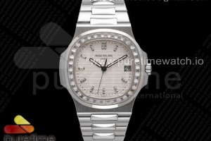 PPF V4 파텍필립 노틸러스5711 화이트다이얼 다이아베젤,인덱스 스틸브레이슬릿 Nautilus 5711 SS PPF 1:1 Best Edition White Dial Diamonds Markers and Bezel on SS Bracelet 324CS (Free box) V3