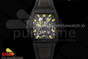 V9F 위블로 스피릿 빅뱅 뚜르비옹 PVD블랙 옐로우스켈레톤다이얼 블랙거미스트랩 Spirit of Big Bang Tourbillion PVD V9F Best Edition Skeleton Yellow Dial on Black Gummy Strap