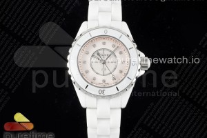 EAST(HTF)공장 샤넬 J12 화이트세라믹 33미리 핑크다이얼 다이아인덱스 J13 33mm East Factory 1:1 Best Edition White Korea Ceramic Pink Dial on Bracelet Swiss Quartz