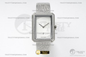 BVF 샤넬 보이프렌드 화이트다이얼 다이아베젤 트위드브레이슬릿 Chanel Boyfriend Tweed Dia SS/SS Wht BVF Sw Qtz