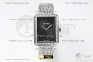 BVF 샤넬 보이프렌드 블랙다이얼 다이아베젤 트위드브레이슬릿 Chanel Boyfriend Tweed Dia SS/SS Black BVF Sw Qtz